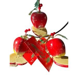 The Christmas Collection Apple Slice Holly Ornaments Lot 3 Red Fruit Decor